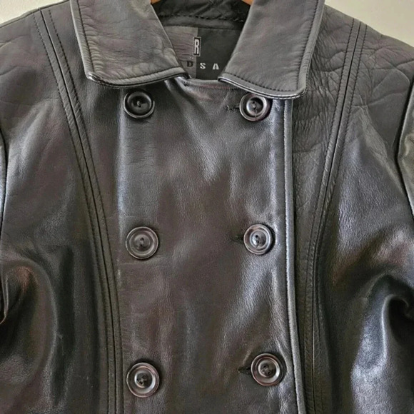 Rudsak Vintage Women's Double Breasted Moto Leather Biker Jacket Black Small. - Picture 6 of 16